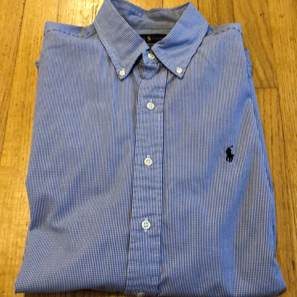 Men’s long sleeve button-down shirt, size XL.